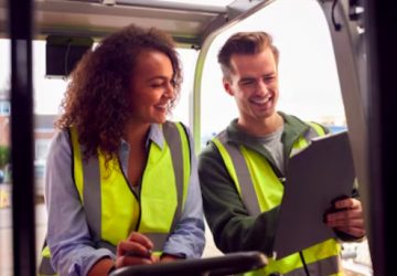 Two happy workers